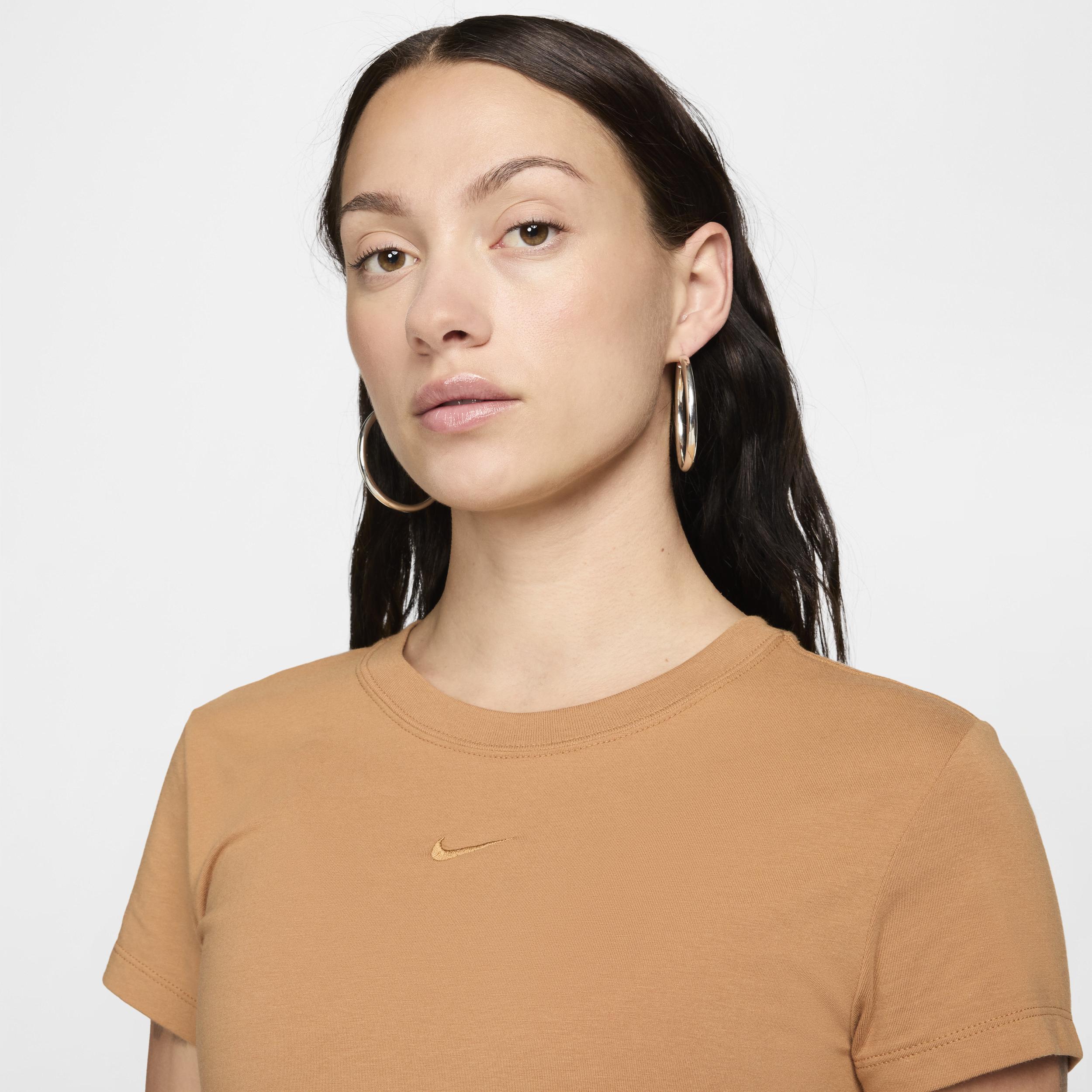 Women's Nike Sportswear Chill Swoosh Knit Tee, Size: XXL, Flax Product Image
