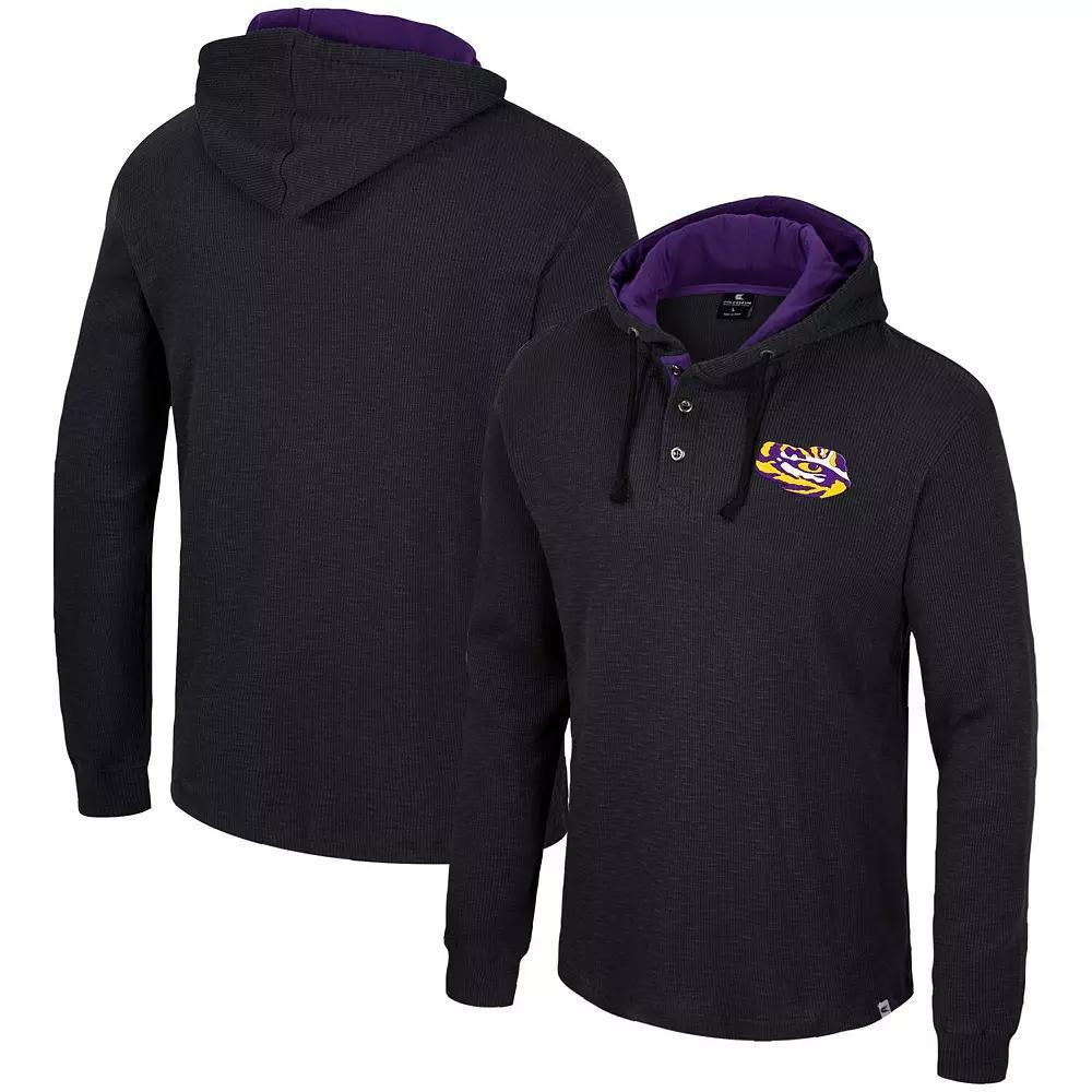Men's Colosseum Black LSU Tigers Affirmative Thermal Hoodie Long Sleeve T-Shirt, Size: XL Product Image