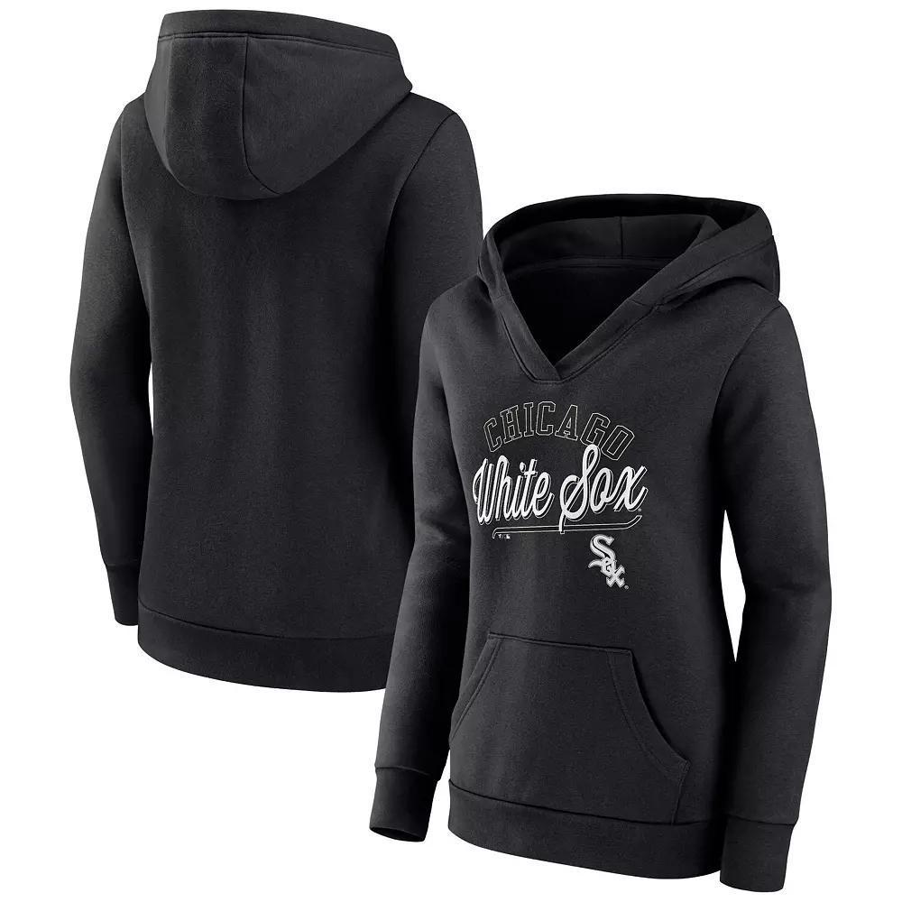 Women's Fanatics Branded Black Chicago White Sox Simplicity Crossover V-Neck Pullover Hoodie, Size: Medium Product Image