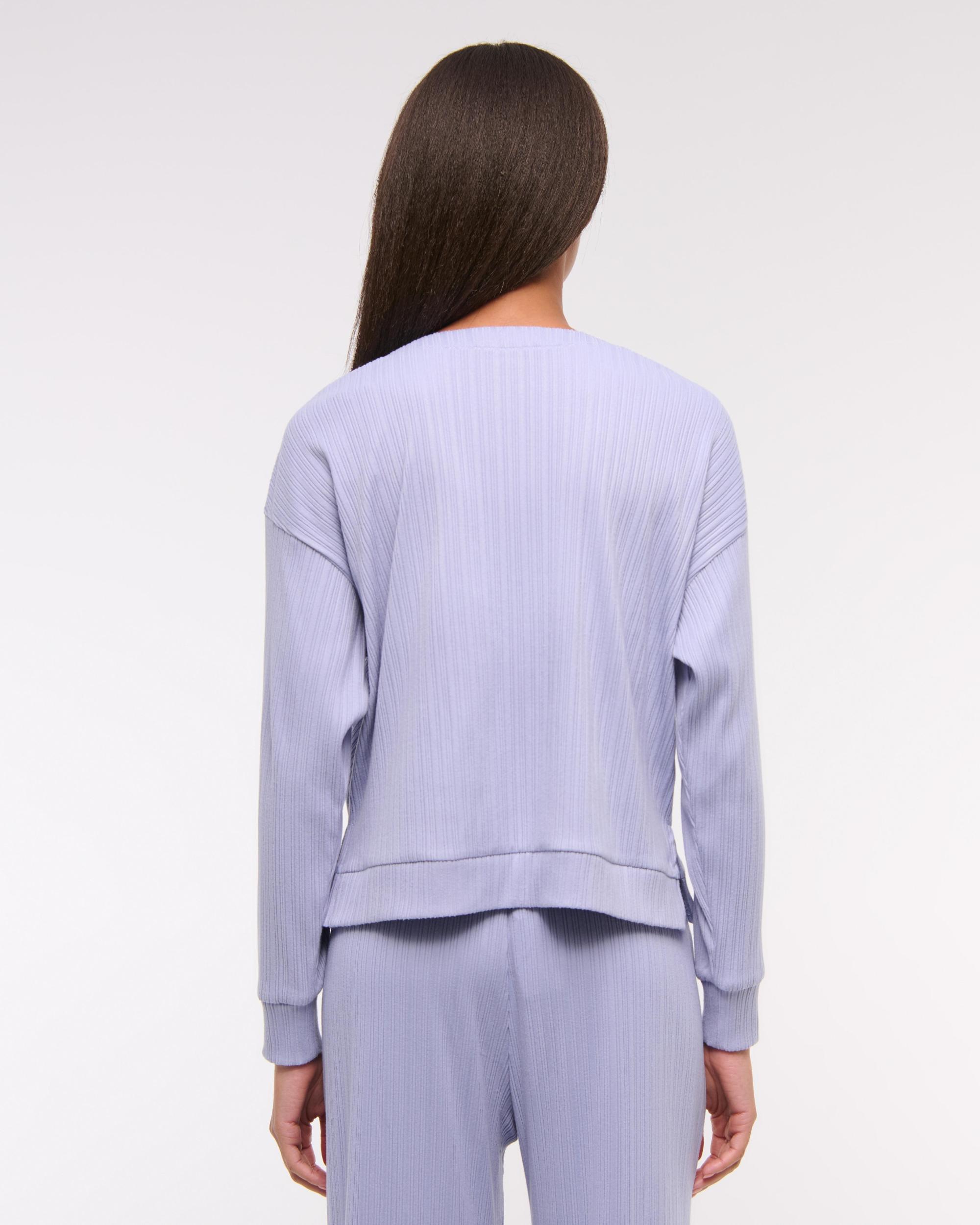 Lounge Wide Rib Henley Sweatshirt Product Image