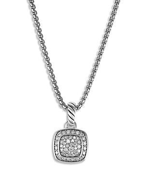 Womens Petite Albion Pendant Necklace in Sterling Silver with Pav Diamonds, 7mm Product Image