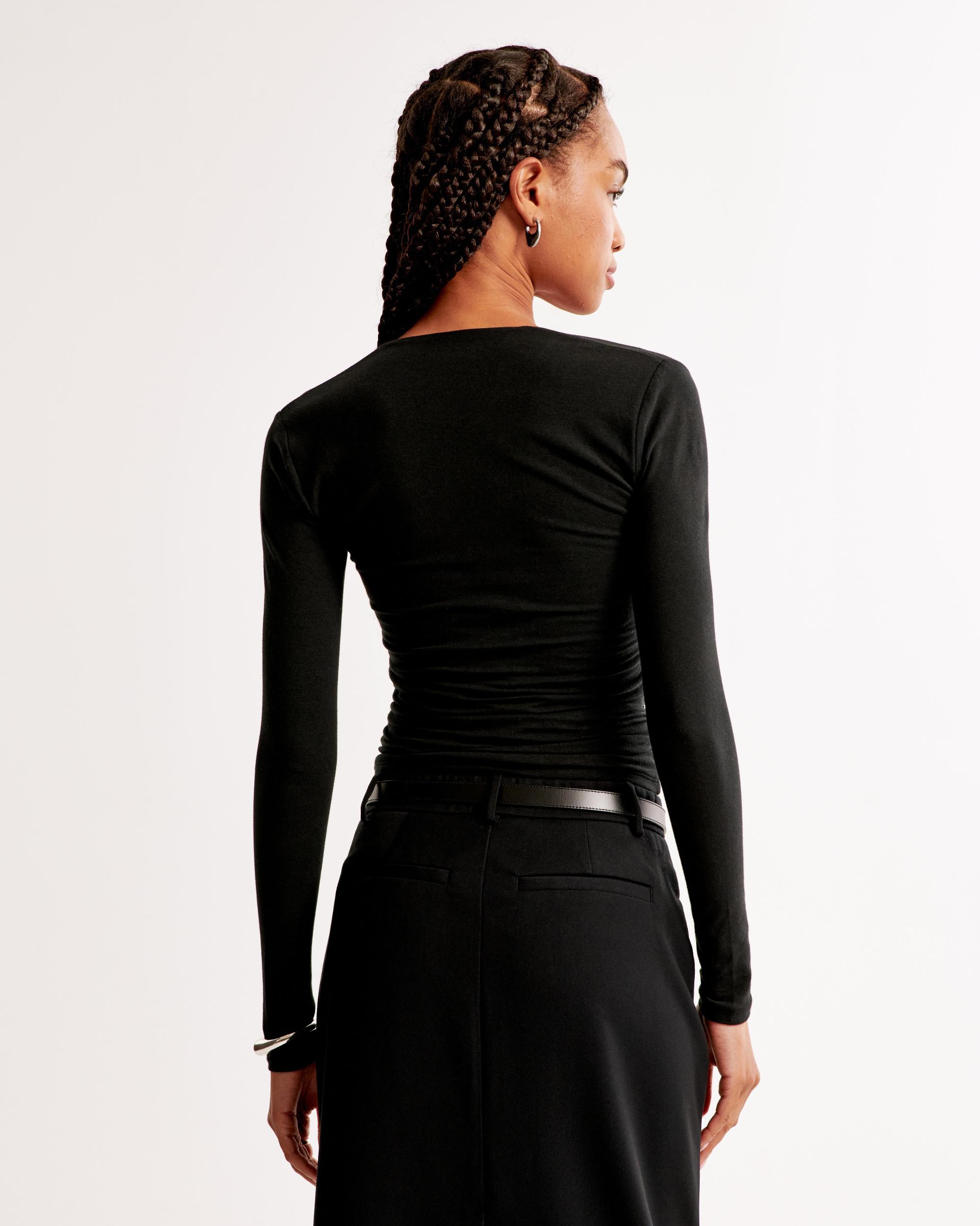 The A&F Ava Long-Sleeve Mesh Top Product Image