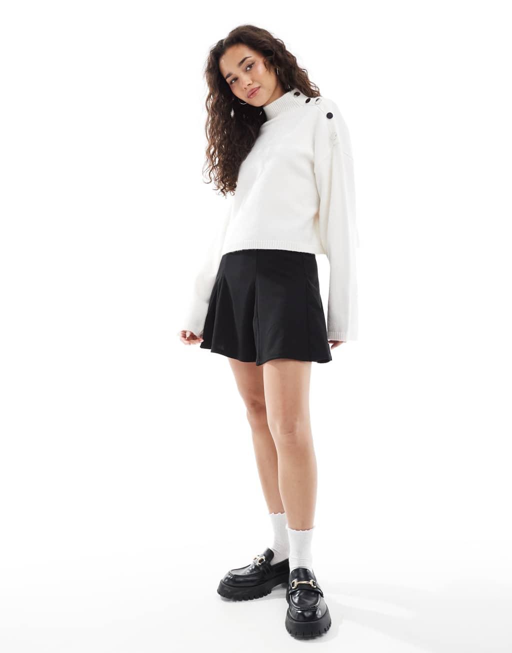ASOS DESIGN godet mini skirt in black Product Image
