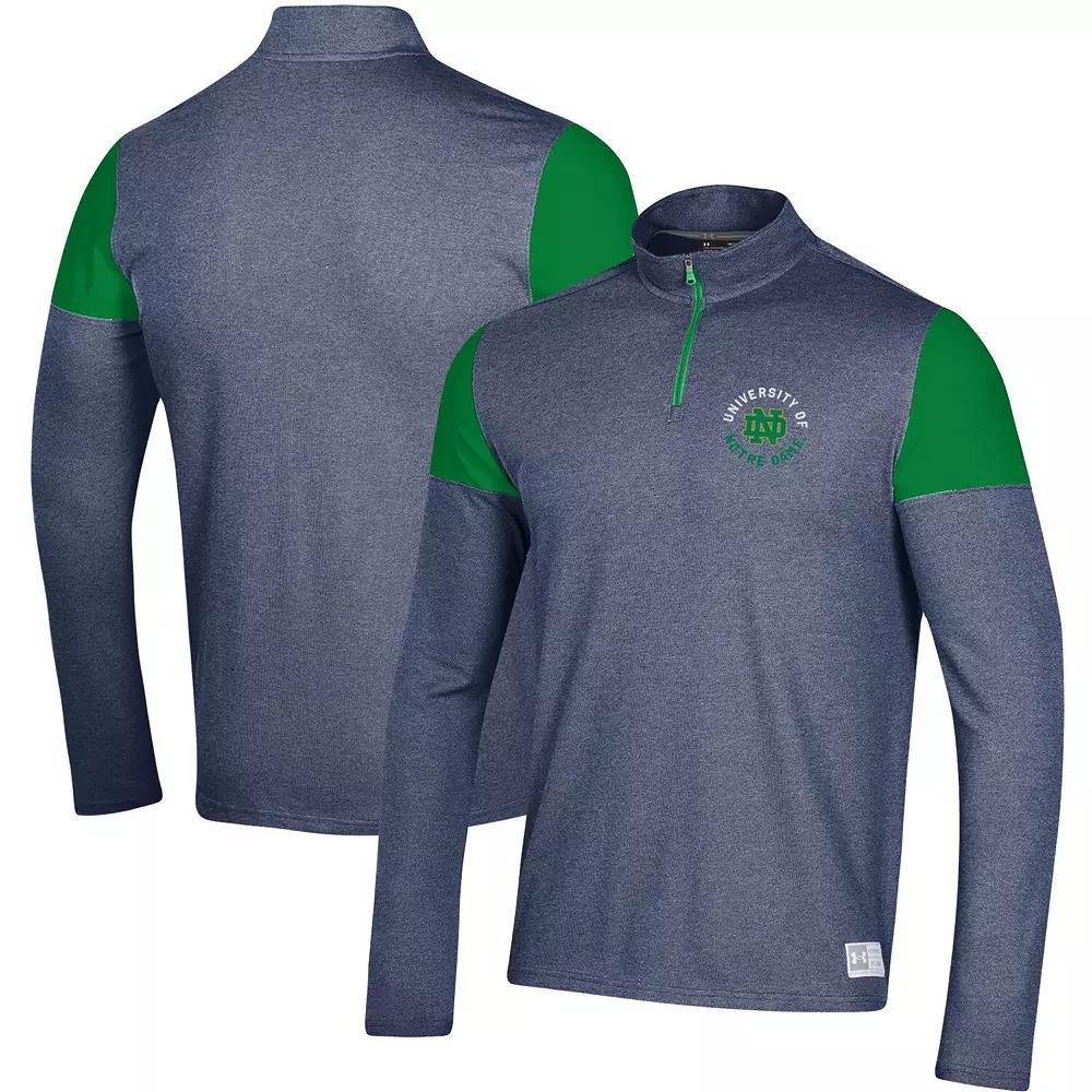 Men's Under Armour Navy Notre Dame Fighting Irish Gameday Tri-Blend Quarter-Zip Jacket, Size: Medium, Blue Product Image