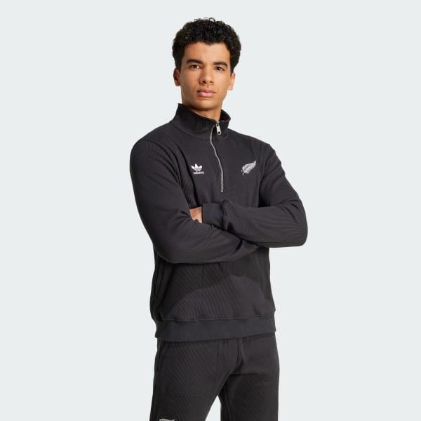 adidas All Blacks Essentials Half-Zip Waffle Sweatshirt All Black M Mens Product Image