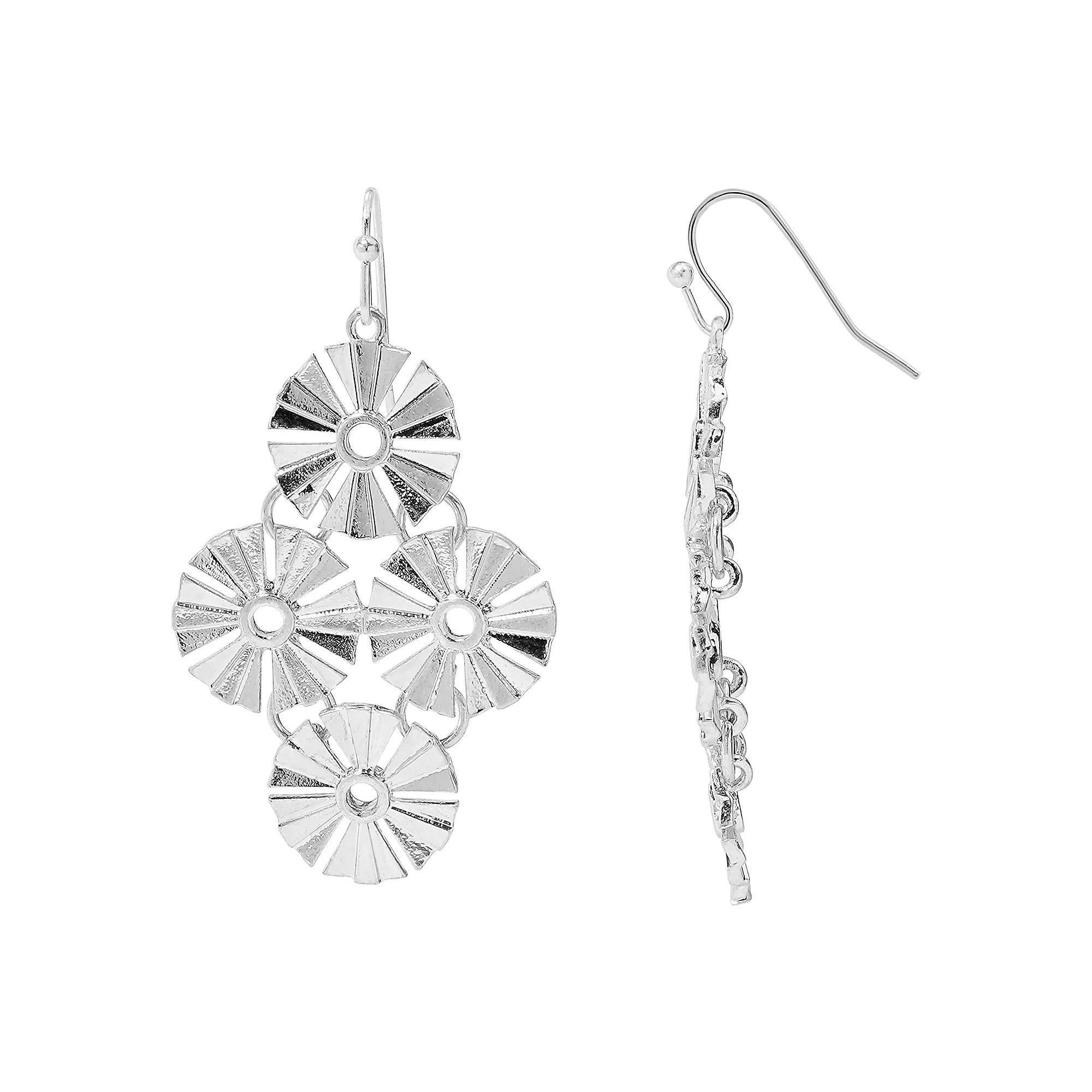 Sonoma Goods For Life Silver Tone Sunburst Chandelier Earrings, Womens, None Product Image