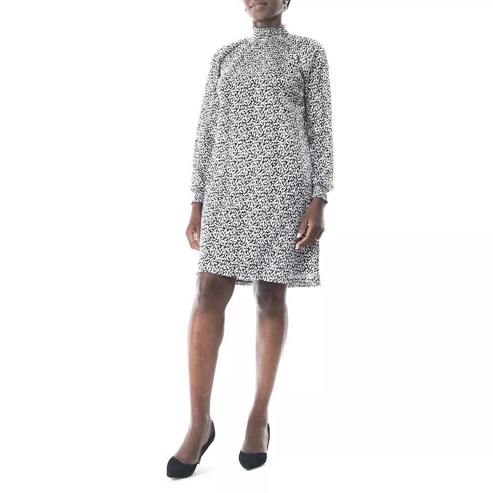 Women's Nina Leonard Foiled Float Dress, Size: XL, Black Sil Product Image