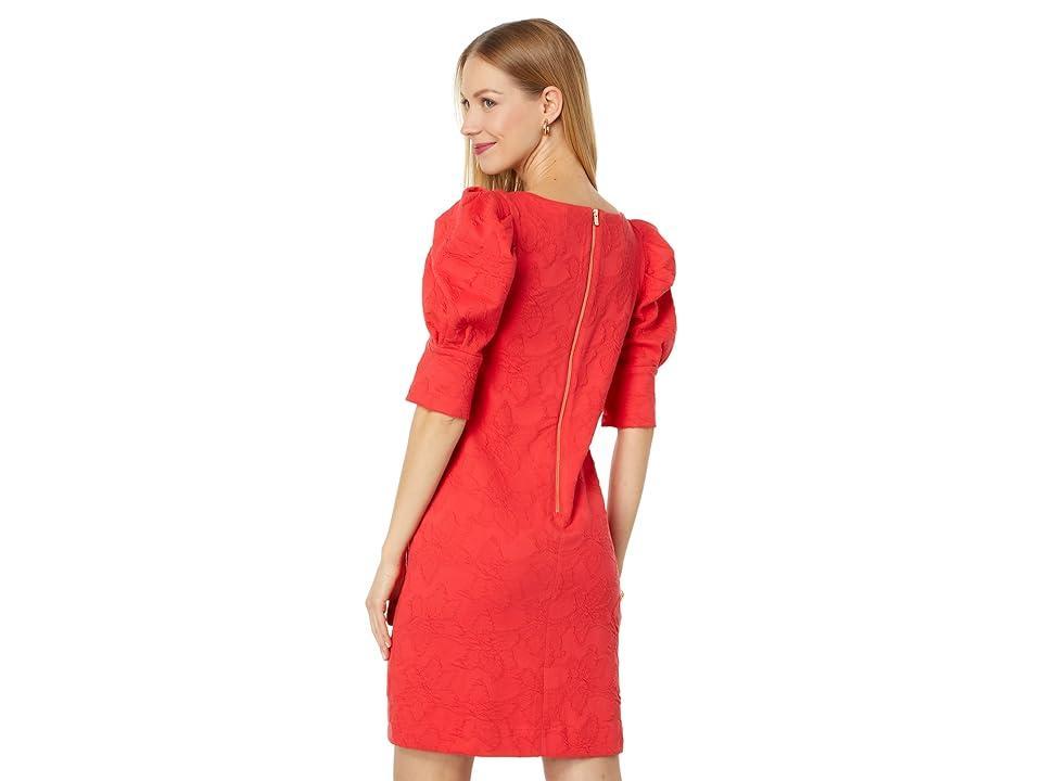 Lilly Pulitzer Knowles Elbow Sleeve Dress (Ruby Knit Pucker Jacquard) Women's Clothing Product Image