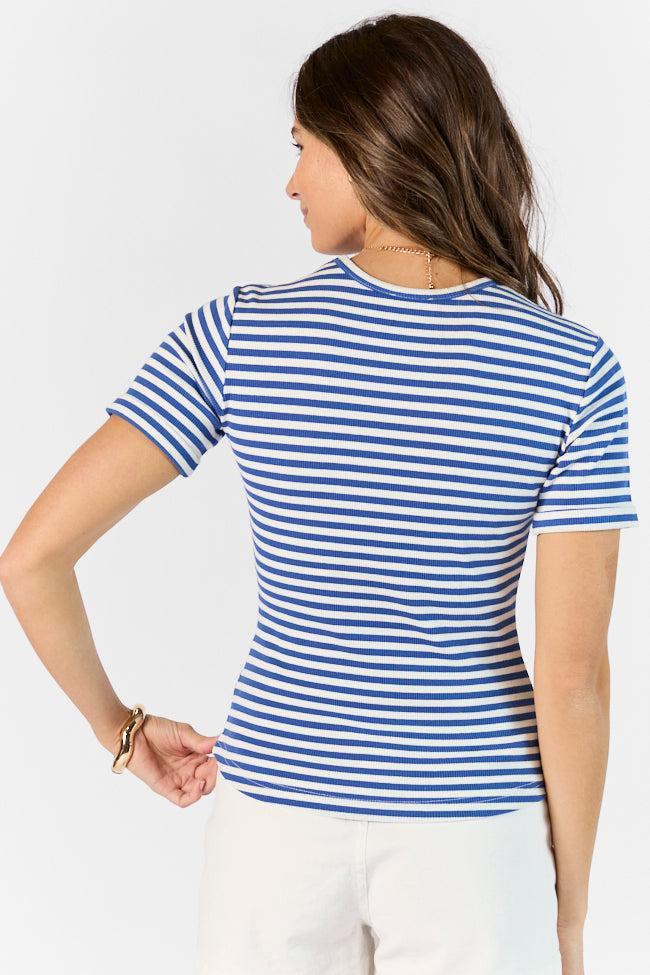 In Reach Navy Ribbed Knit Stripe Tee SALE Product Image