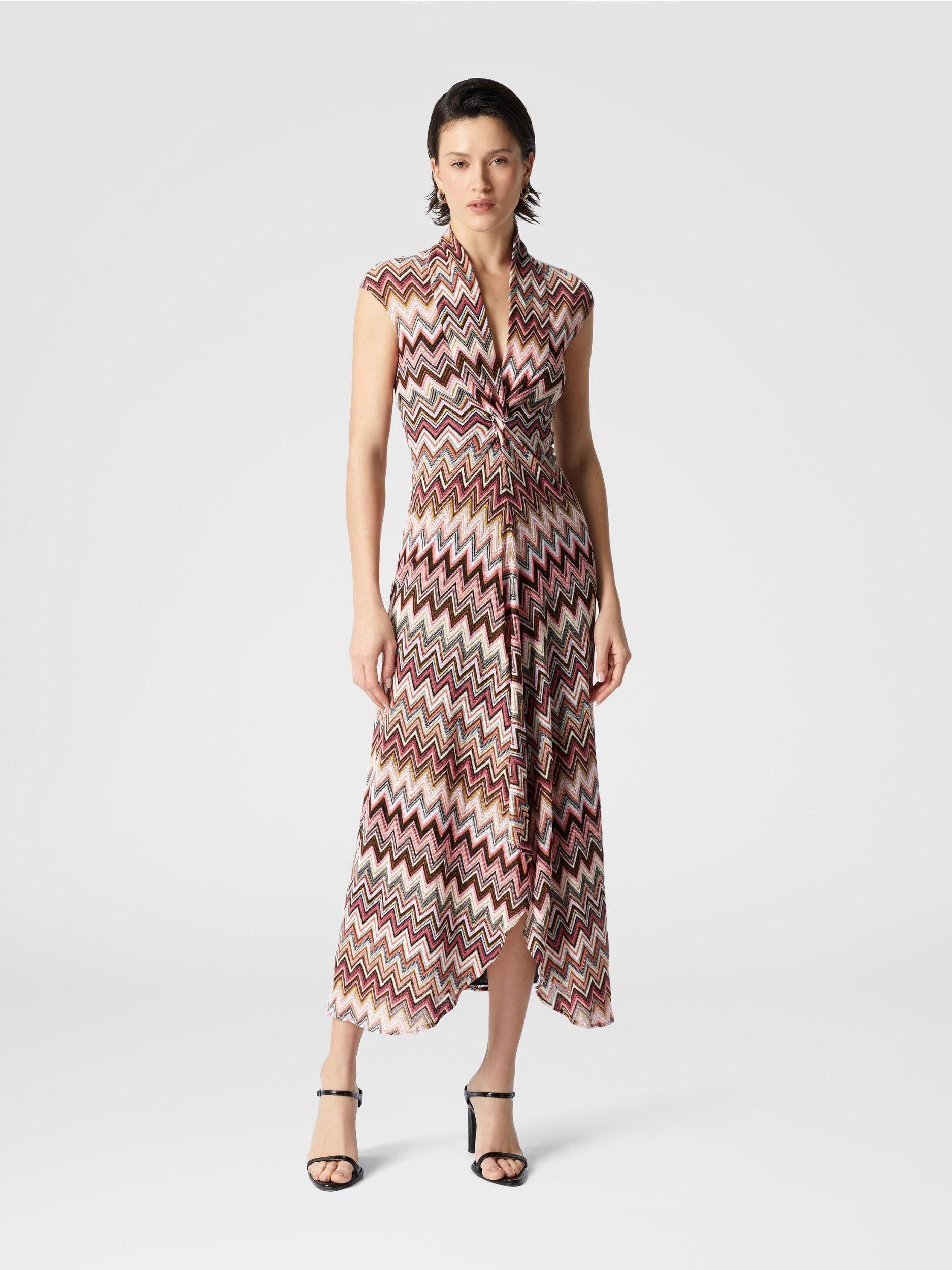 Long dress in cotton and zigzag viscose Product Image