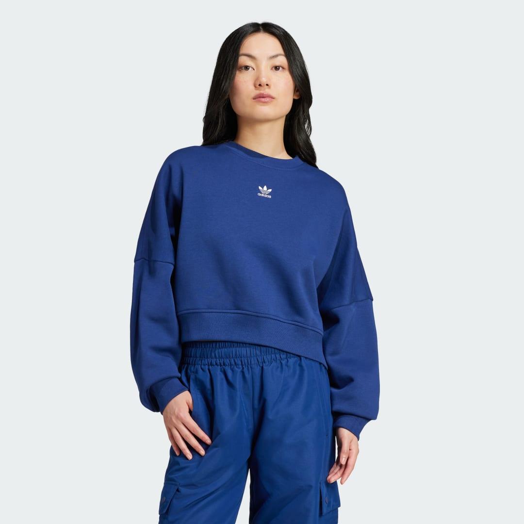 adidas Essentials Crew Fleece Sweatshirt Dark Blue XS Womens Product Image