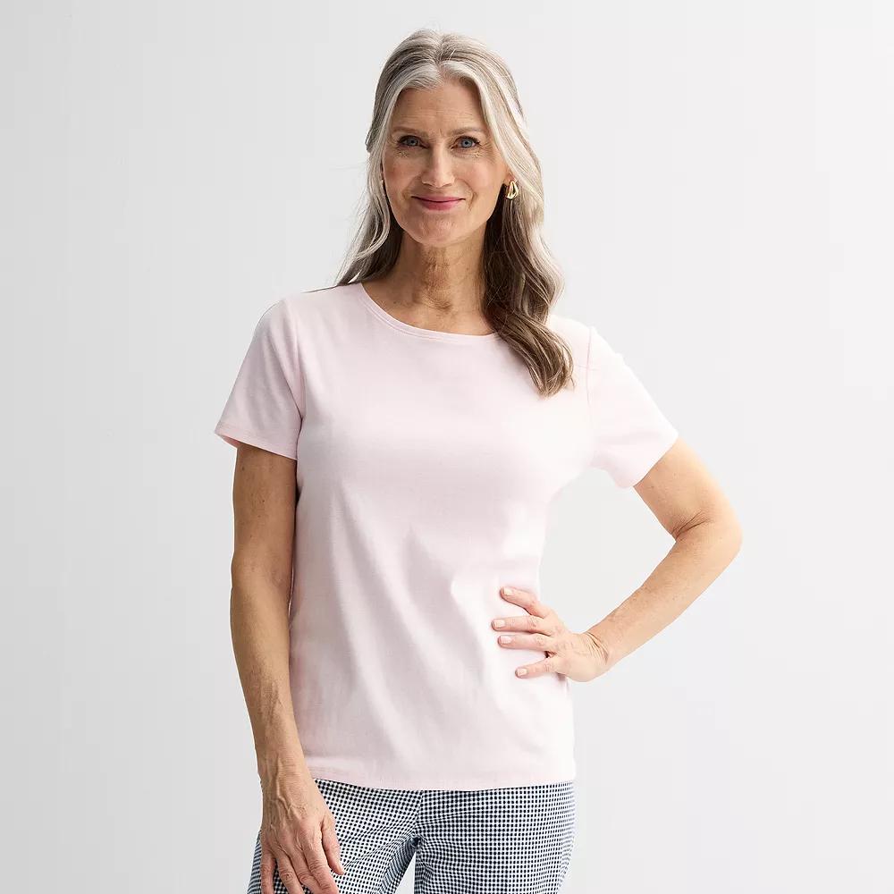 Women's Croft & Barrow® Essential Crewneck Tee, Size: XXL, Blue Product Image