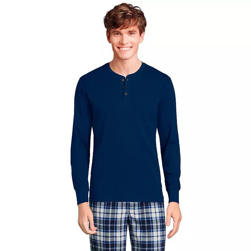 Men's Lands' End Ribbed Pajama Sleep Henley, Size: XXL, Grey Heather Product Image