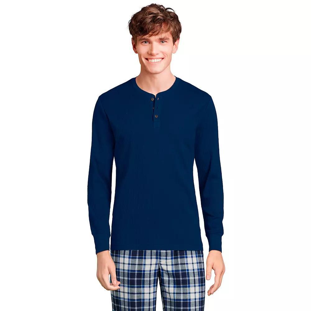 Men's Lands' End Ribbed Pajama Sleep Henley, Size: XXL, Grey Heather Product Image