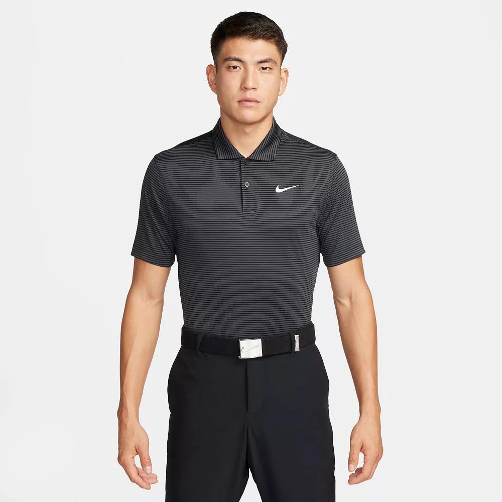 Men's Nike Striped Dri-FIT Golf Polo, Size: XL, Black Grey Product Image