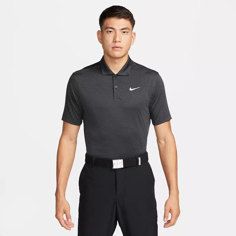 Men's Nike Striped Dri-FIT Golf Polo, Size: XL, Black Grey Product Image
