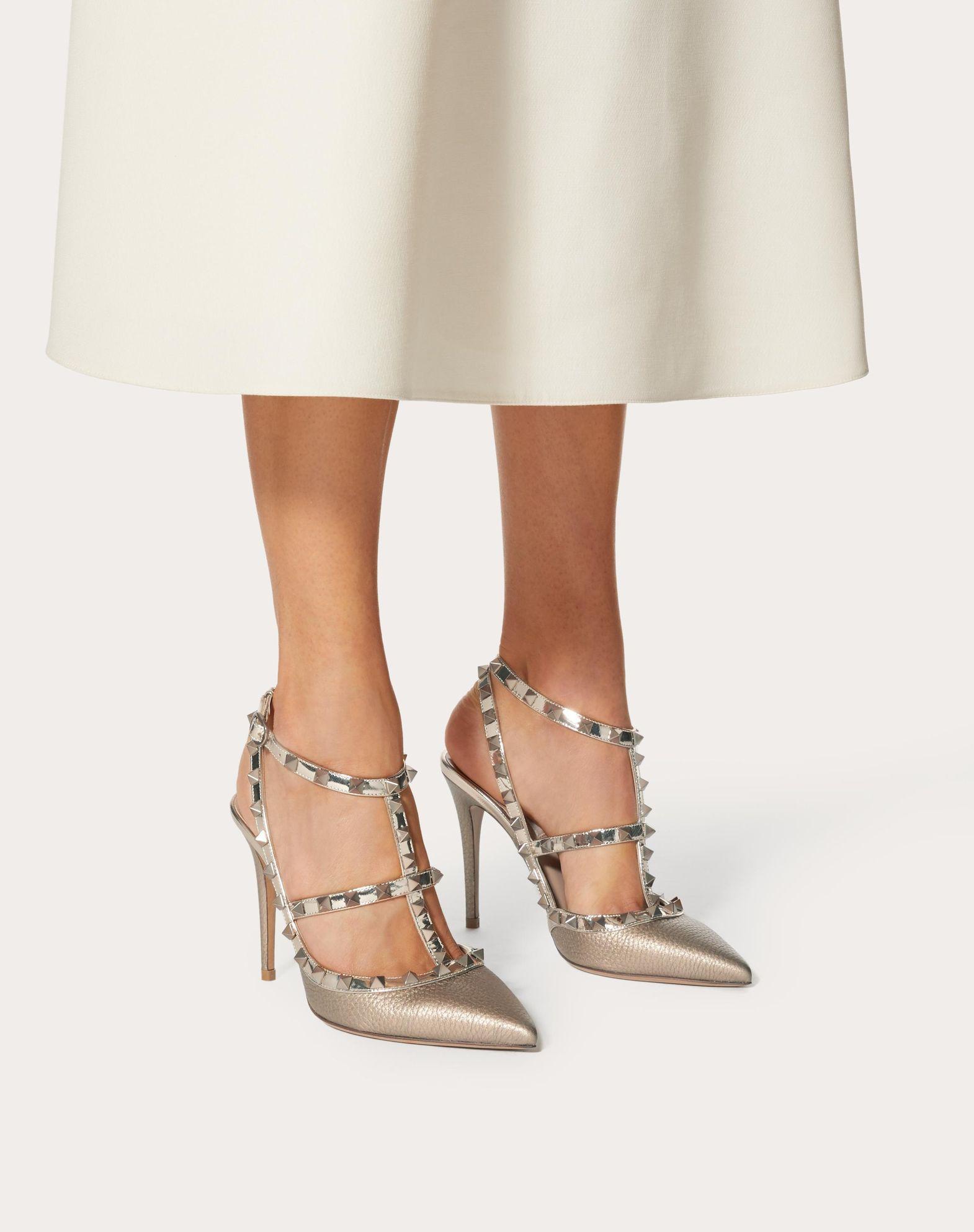Rockstud Metallic Ankle Strap Pump 100 Mm Product Image