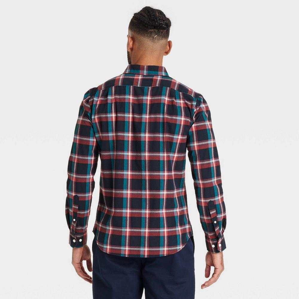 Mens Long Sleeve Plaid Poplin Shirt - Goodfellow & Co Black M Product Image