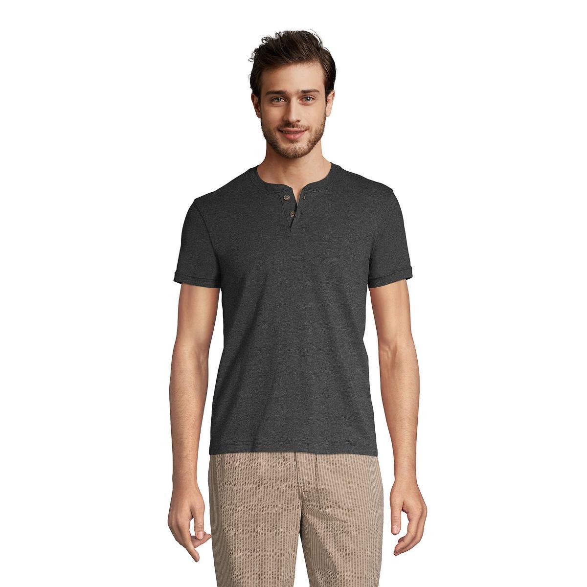 Big & Tall Lands' End Short Sleeve Super-T Henley, Men's, Size: 4XB, White Product Image