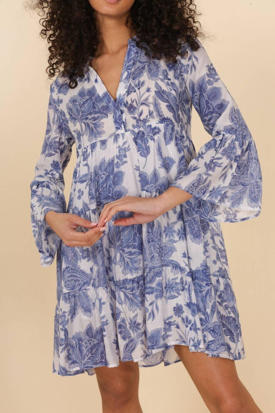 Saint-Tropez Silk Dress- Indigo Blue Product Image