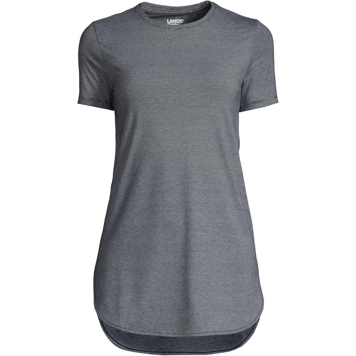Women's Lands' End Moisture-Wicking UPF 50 Tunic, Size: XS, Black Pinstripe Product Image