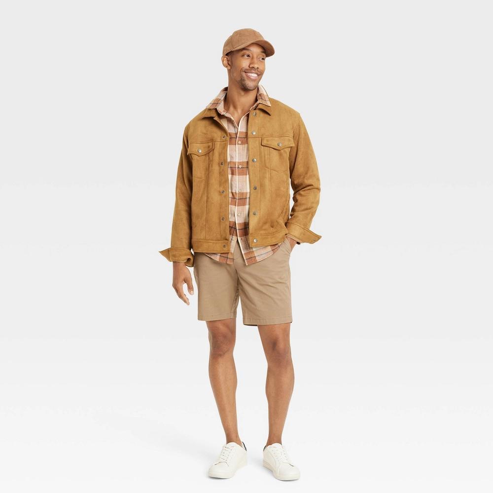 Men's Every Wear 9" Flat Front Chino Shorts - Goodfellow & Co™ Khaki 38: Mid Rise, Stretch, Poplin Twill Product Image