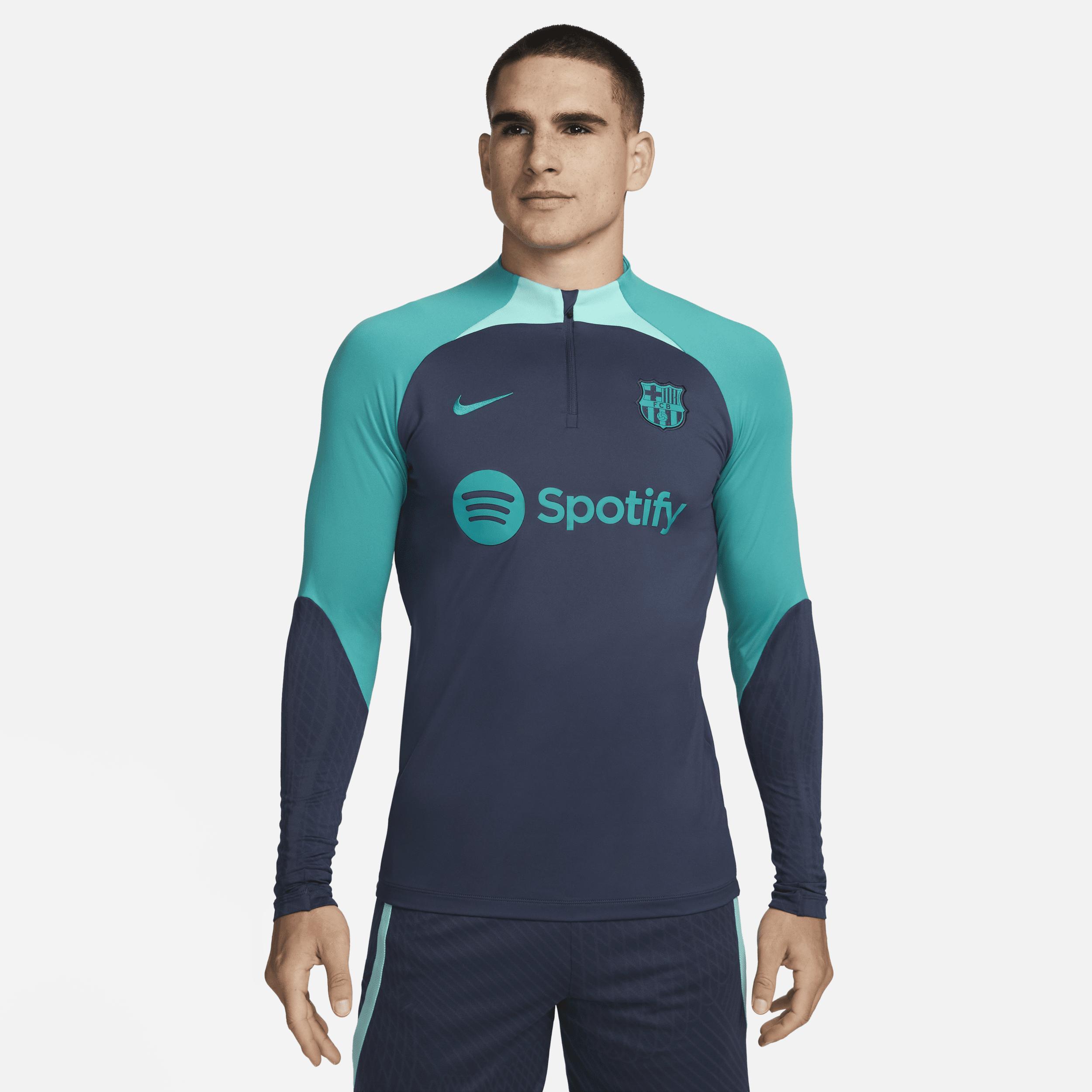Men's Nike Navy Barcelona Strike Drill 2023/24 Performance Quarter-Zip Long Sleeve Top, Size: 2XL, Bar Blue Product Image