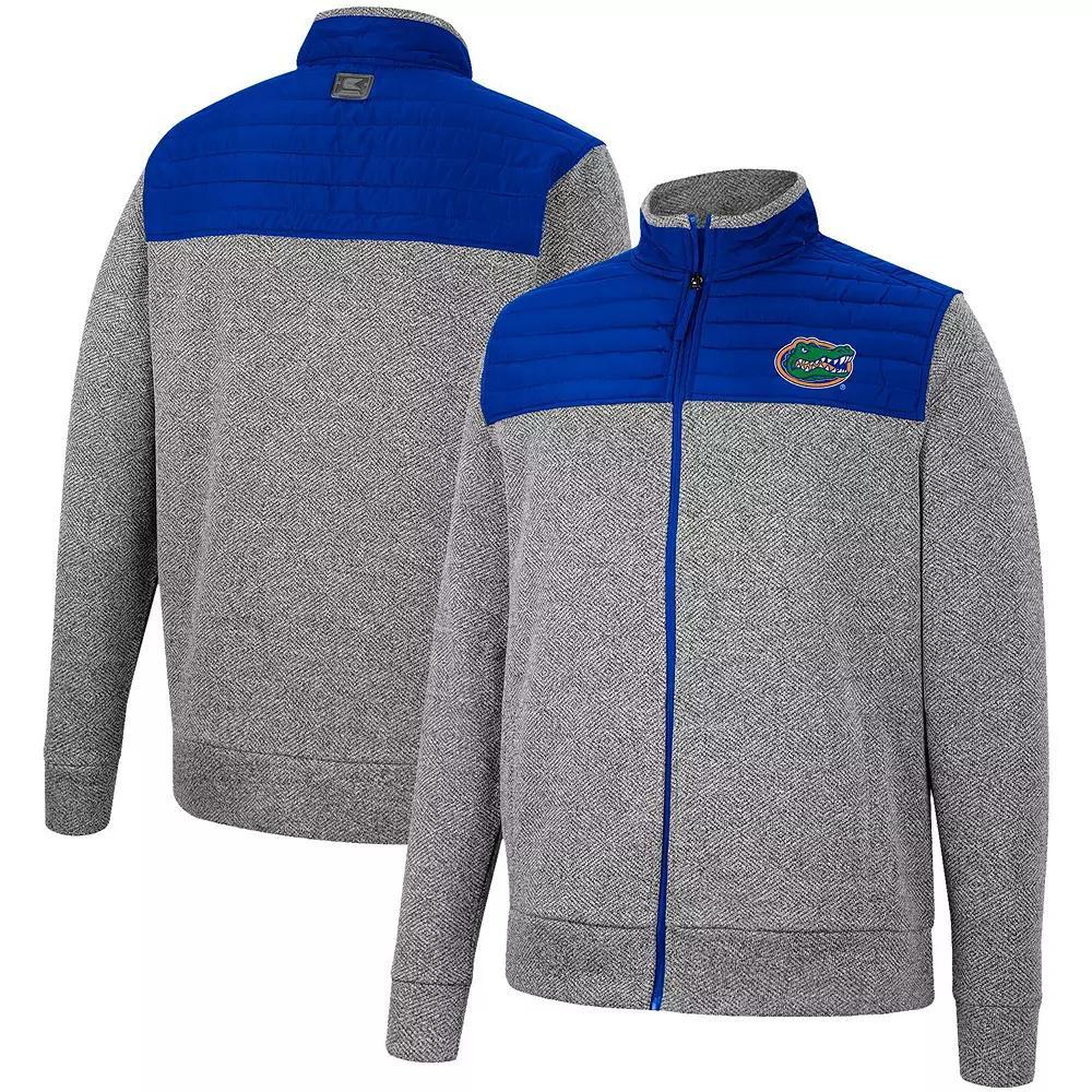 Men's Colosseum Charcoal/Navy West Virginia Mountaineers Putter Herringbone Full-Zip Jacket, Size: XL Product Image