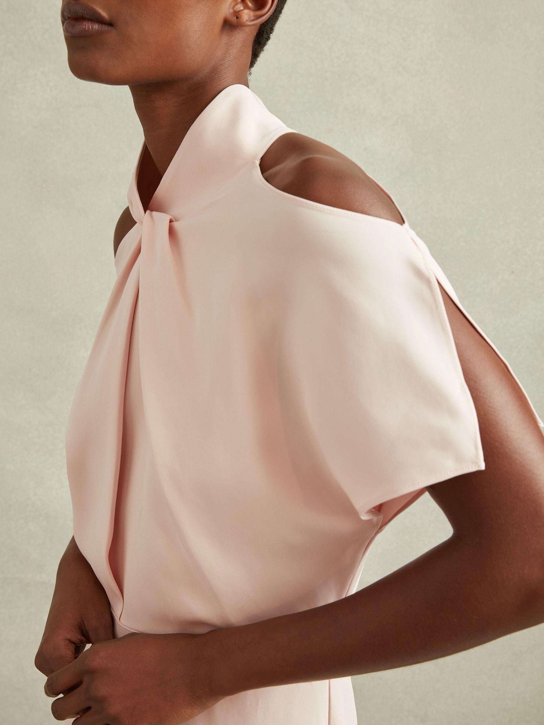 Twist Neck Cut Out Midi Dress in Nude Product Image