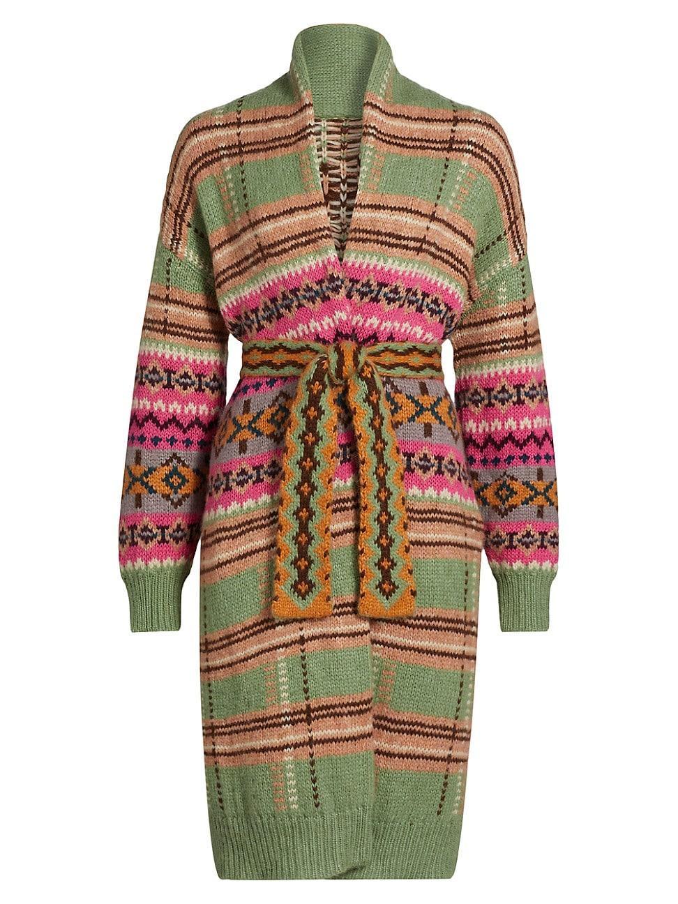 Womens Bianca Plaid Alpaca-Blend Tie-Waist Robe Product Image