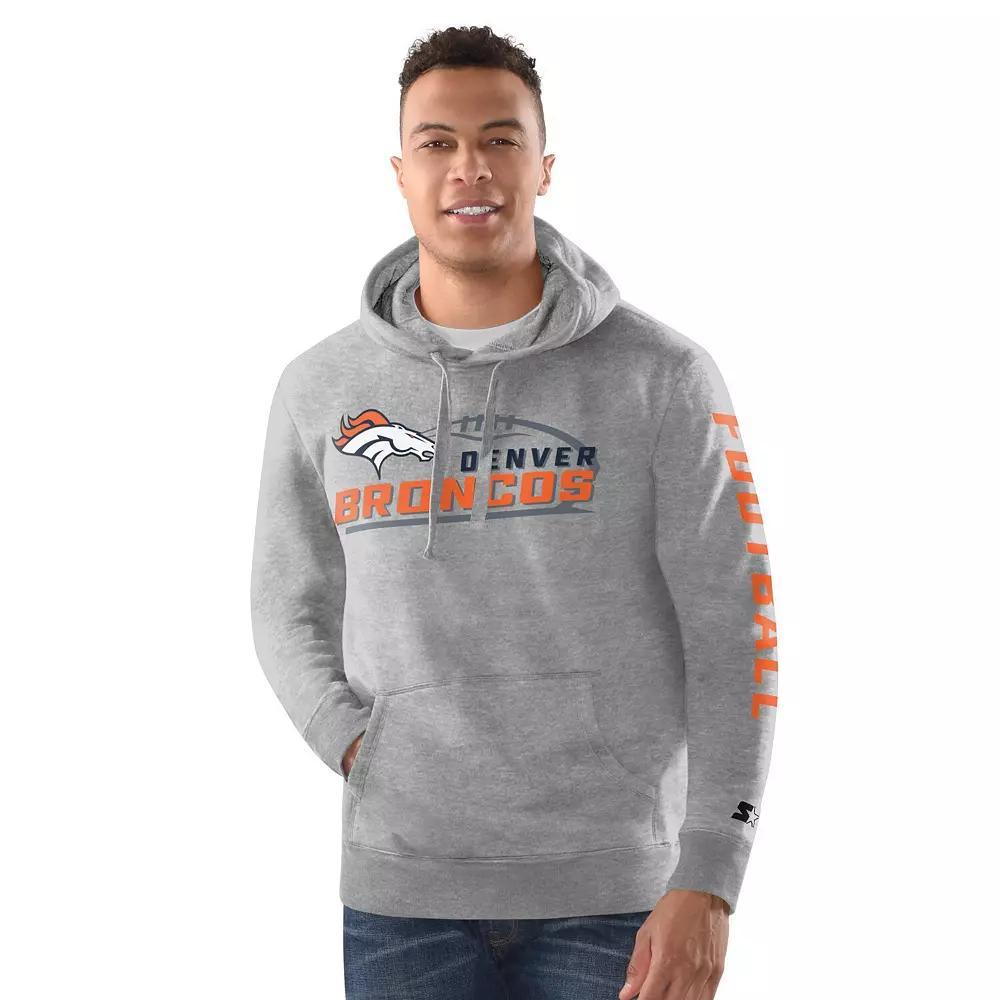 Men's Starter Heather Gray Denver Broncos Vintage Pullover Hoodie, Size: Large, Grey Product Image