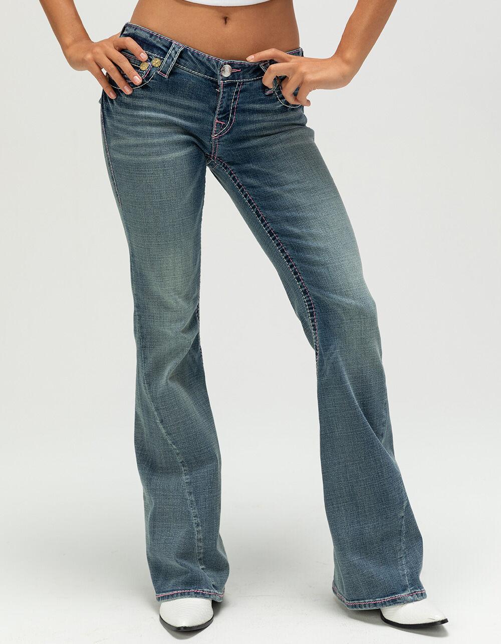 TRUE RELIGION x Bella Doña Joey Low Rise Big T Womens Flare Jeans - MEDIUM WASH Product Image