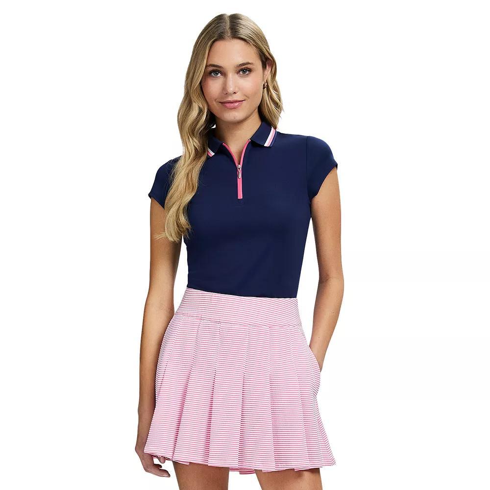 Women's IZOD Chloe Quarter-Zip Polo, Size: Small, Medieval Blue Product Image
