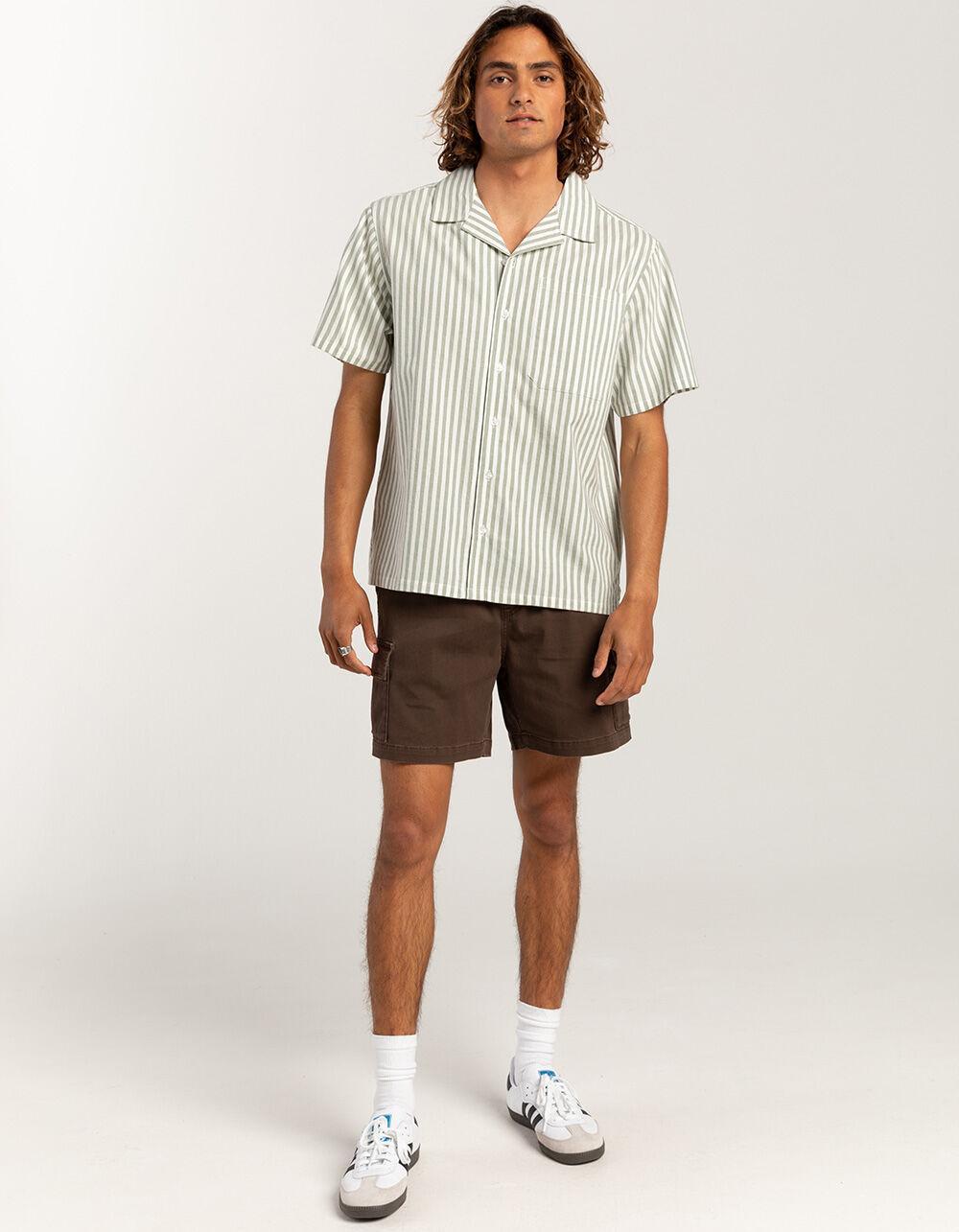 RSQ Mens Stripe Oxford Camp Shirt  - SAGE Product Image