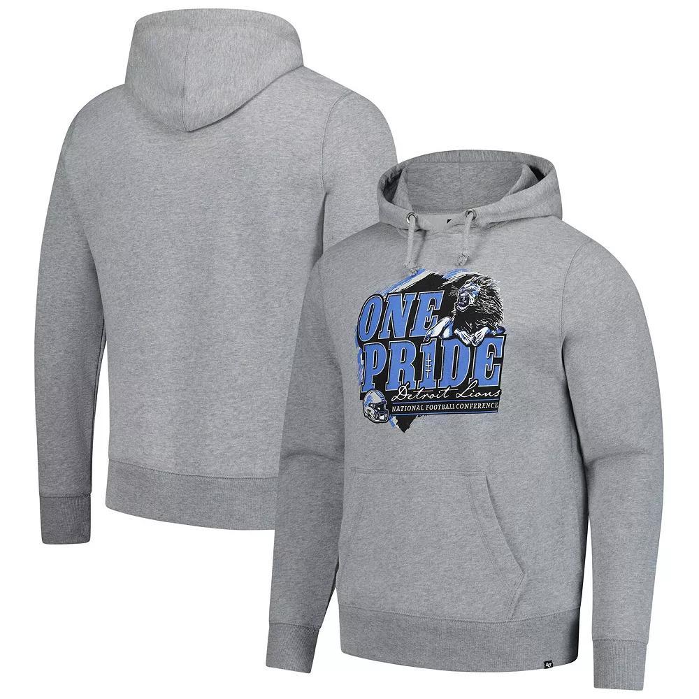 Men's '47  Gray Detroit Lions Regional Headline Pullover Hoodie, Size: Medium, Grey Product Image