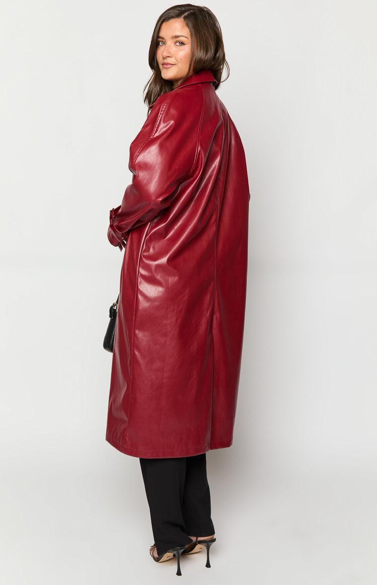 Finn Red PU Trench Coat Girls Product Image