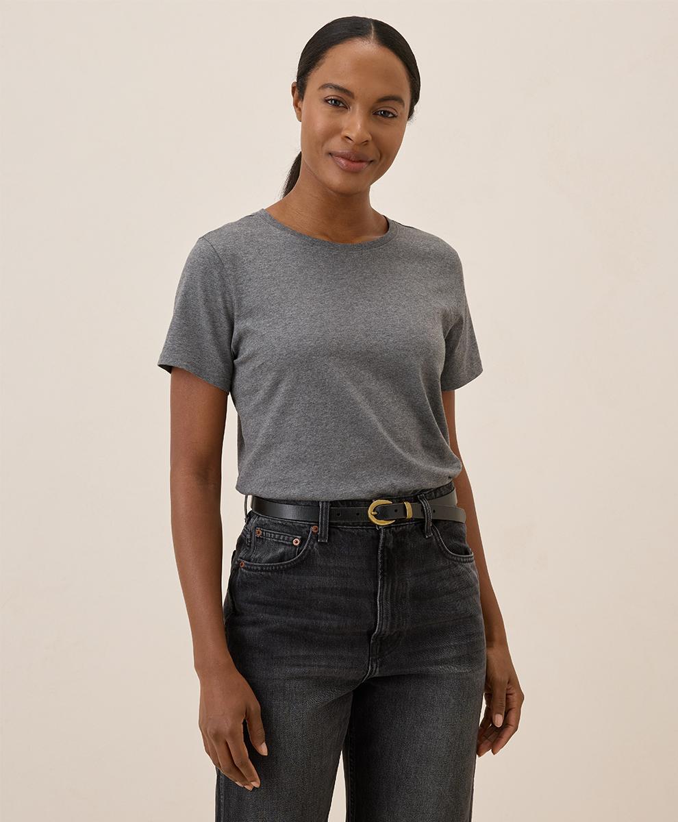 Women's Medium Grey Heather Softspun Crew Neck Tee 2XL Product Image