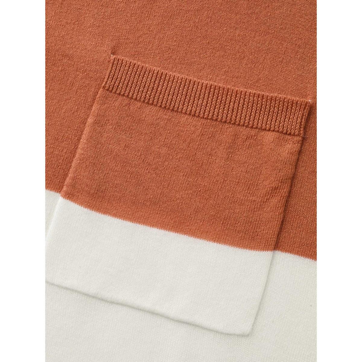 Plus Size Supersoft Color Block Front-Open Lightweight Cardigan Browncoffeecolor Women Loose Long Sleeve Everyday-Casual Cardigans BloomChic 12/L Product Image