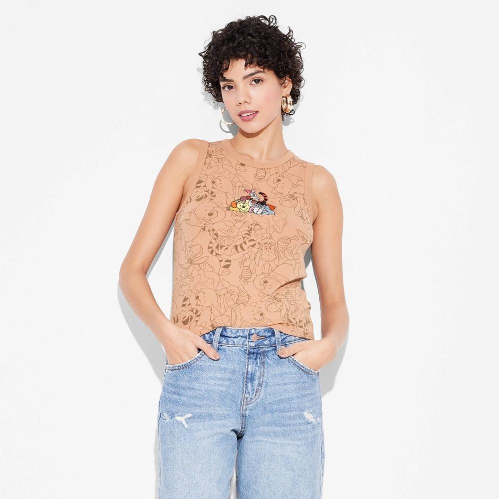Womens Winnie the Pooh Graphic Tank Top - Brown Product Image