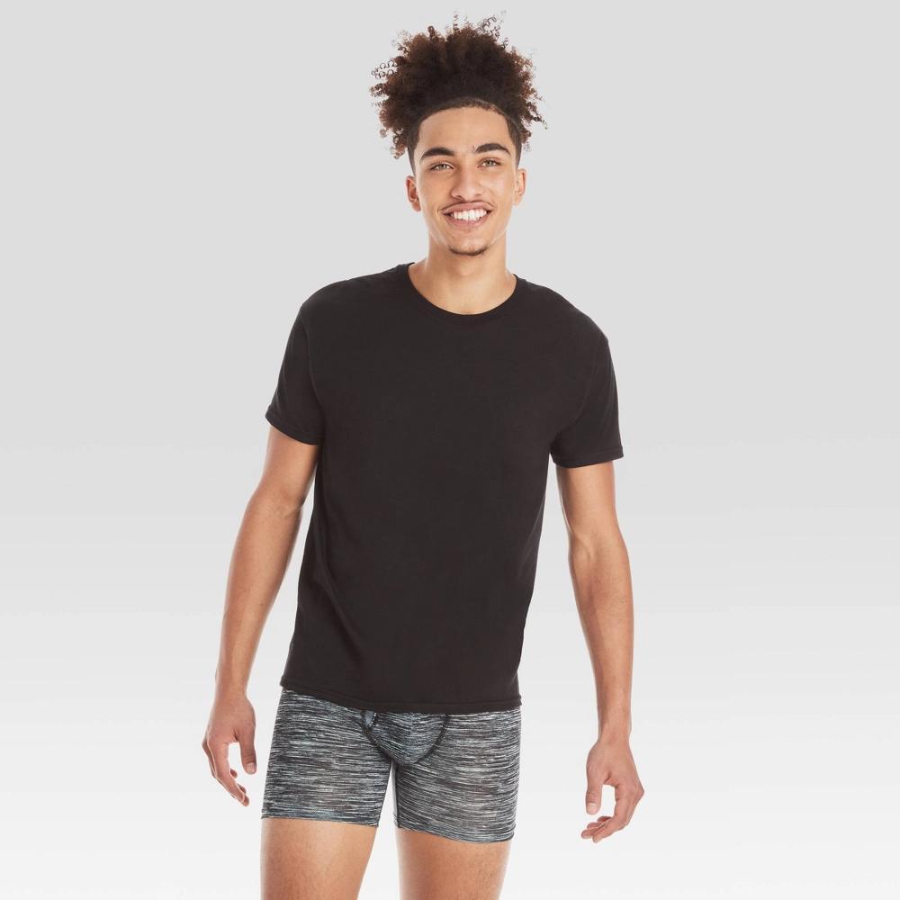 Hanes Men's Premium 5pk Slim Fit Crew Neck T-Shirt - Black L: Lightweight Cotton-Polyester Blend, Tagless, Short Sleeve Product Image