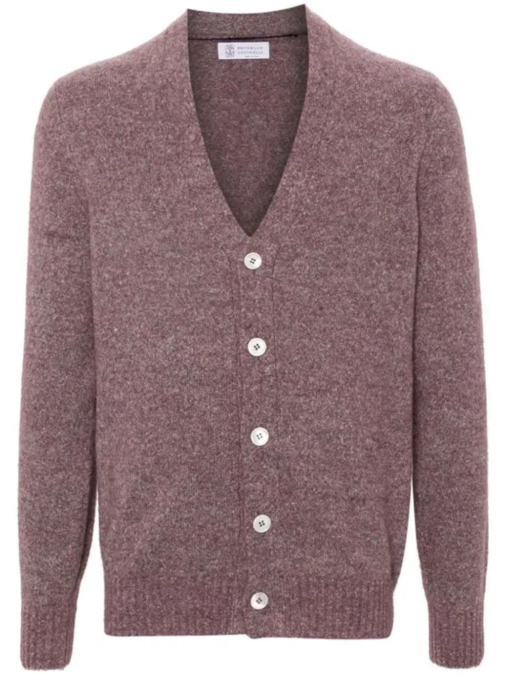 BRUNELLO CUCINELLI Mélange-effect Cardigan In Purple Product Image