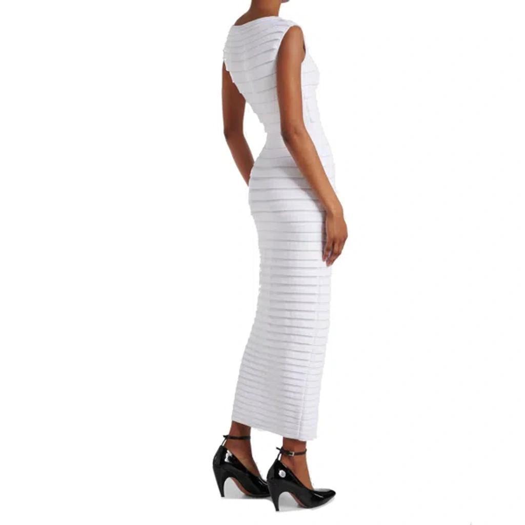 ALAÏA Cap-sleeve Bandage Midi Dress In White Product Image