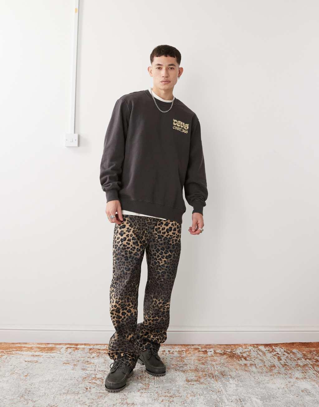 Deus Exx Machina rinse wash graphic sweatshirt in black  Product Image