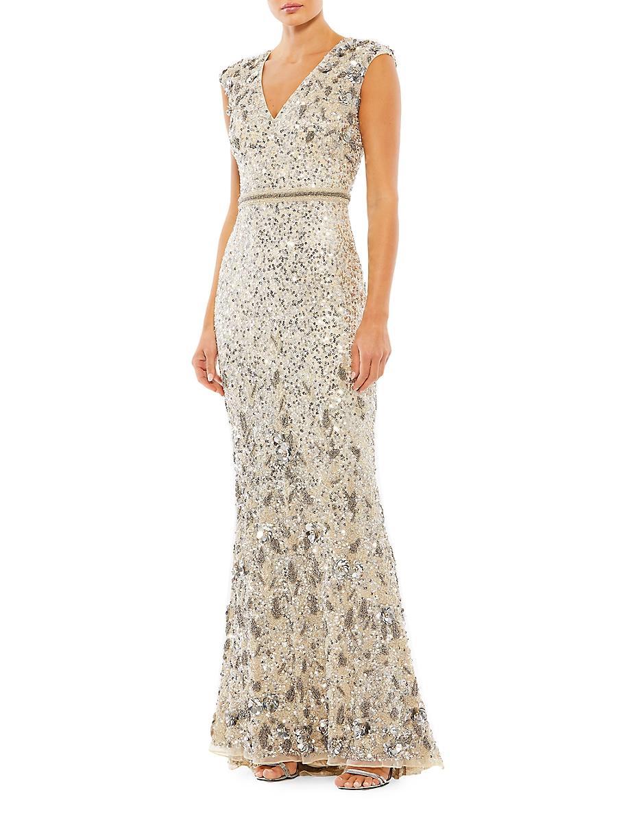 Womens Metallic A-Line Gown Product Image