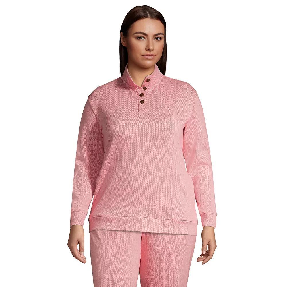 Plus Size Lands' End Long Sleeve Sport Knit Pullover, Women's, Size: 2XL, Pink Herringbone Product Image
