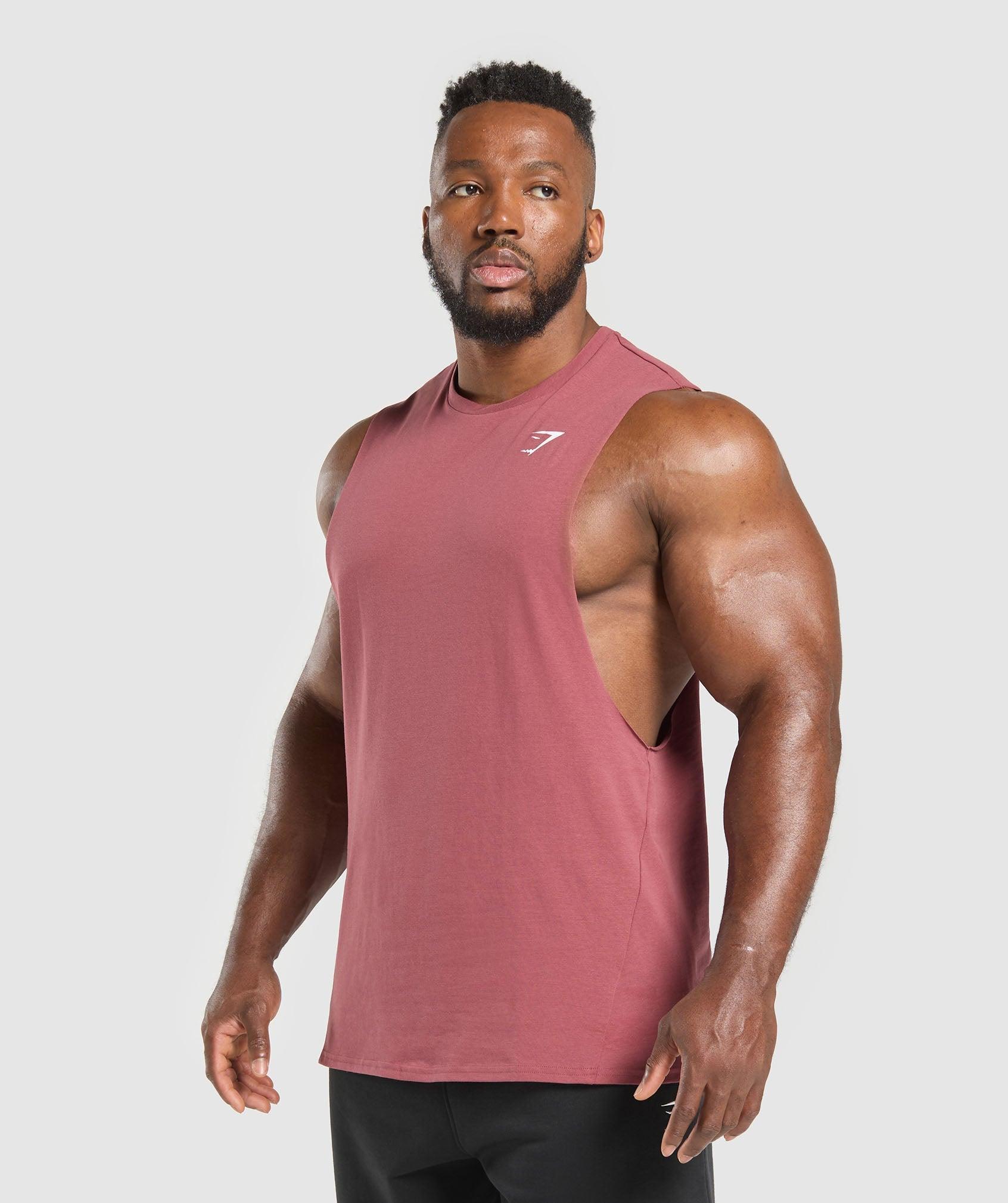 Gymshark Critical Drop Arm Tank - Washed Berry Pink Male Product Image