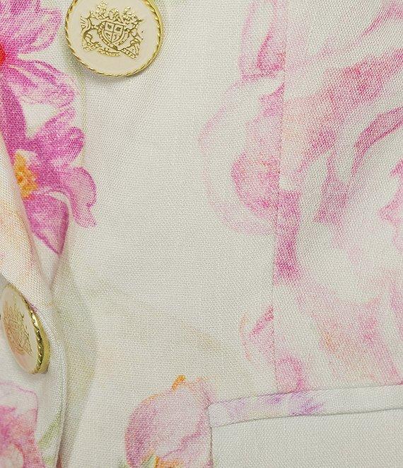 Antonio Melani Aurora Floral Linen Blend Notch Lapel Long Sleeve Jacket Product Image