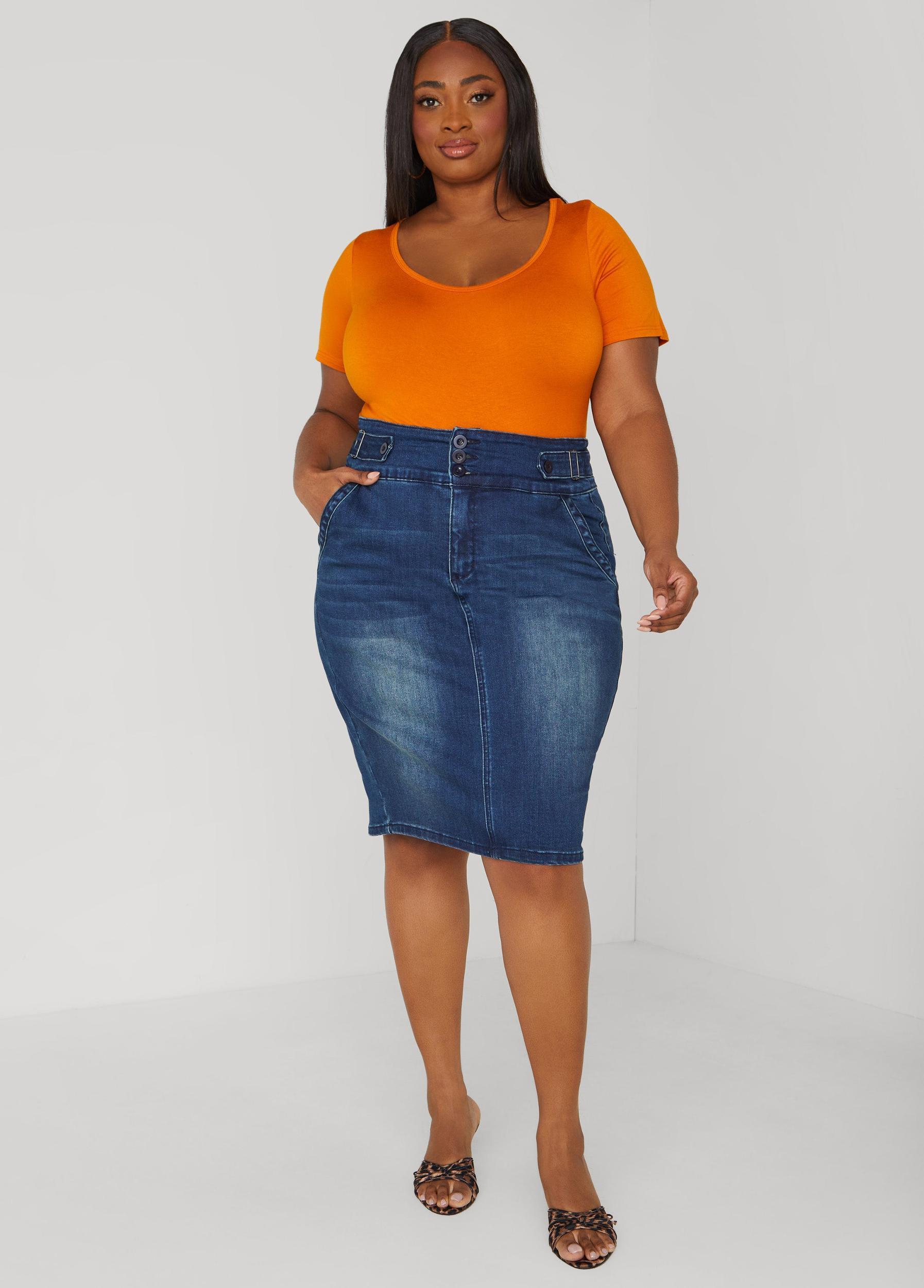 Denim Pencil Skirt Product Image