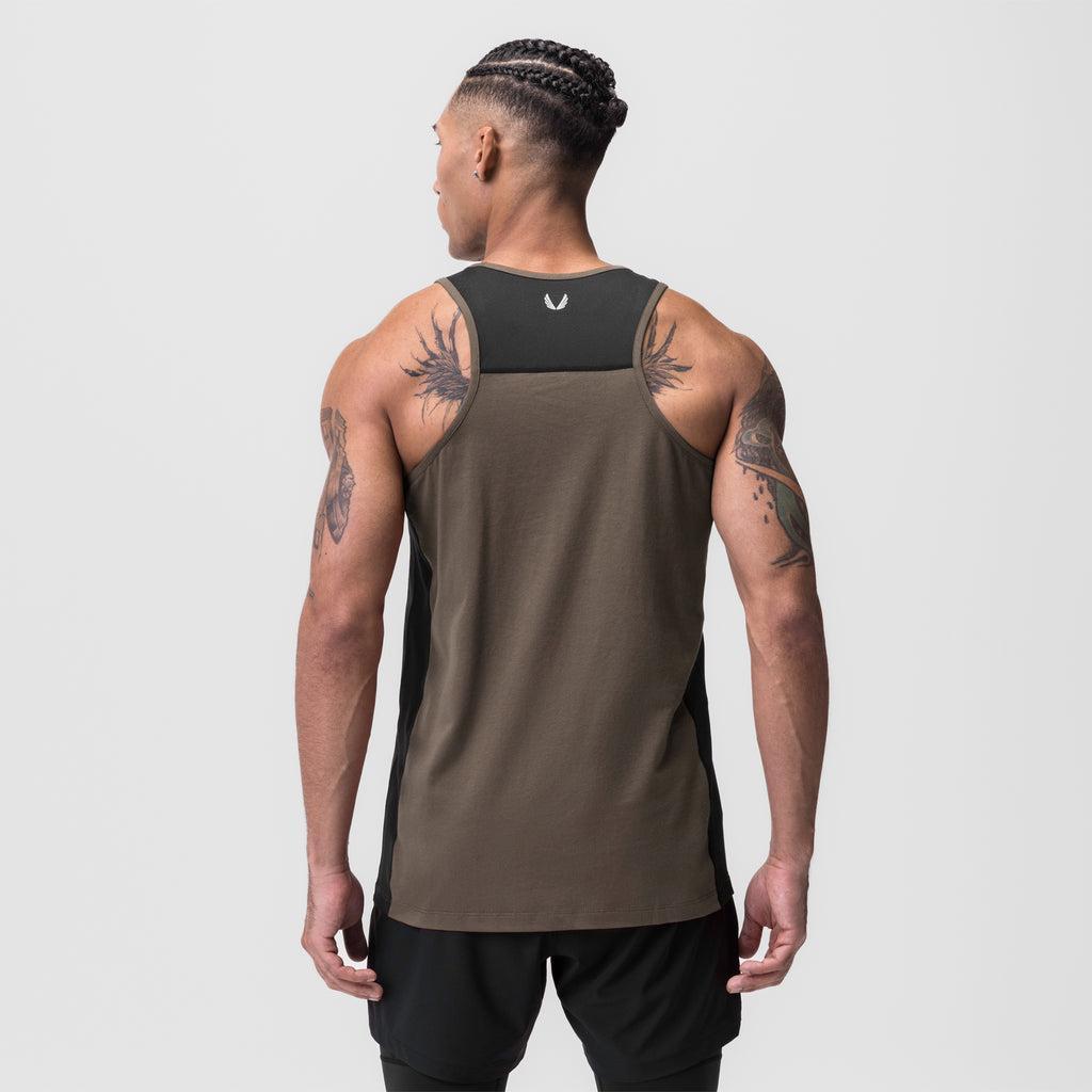0809. Supima® Mesh Panel Training Singlet - Deep Taupe Product Image
