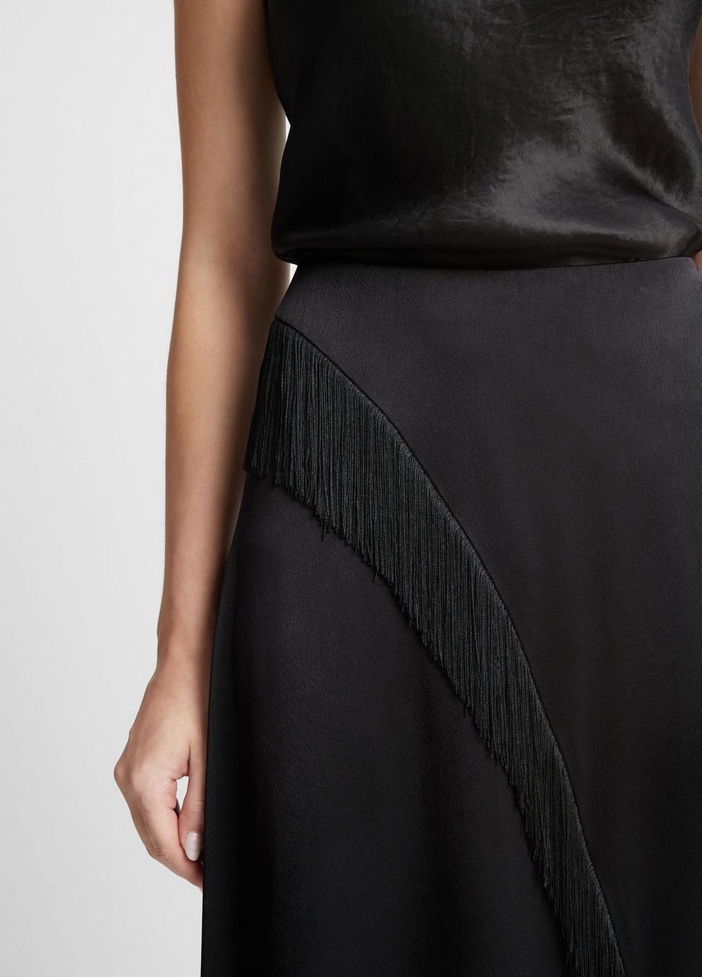 Womens Fringe Draped Asymmetric Skirt, Black, Size 4 Vince Product Image